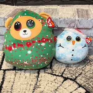 Ty “Everett” and “Fleck” squishy beanies Christmas Collection